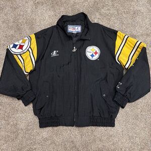 VTG NFL Pro Line Logo Athletic Pittsburgh Steelers Jacket Mens L Windbreaker